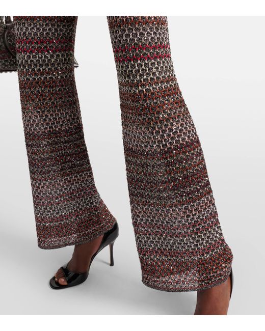 Missoni Brown Knitted Chevron Lurex® Flared Pants