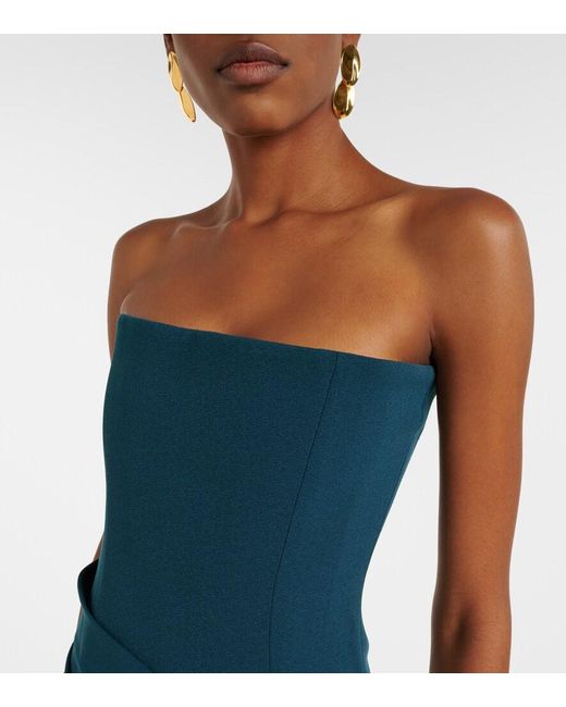 Alex Perry Green Ruched Crepe Corset Dress