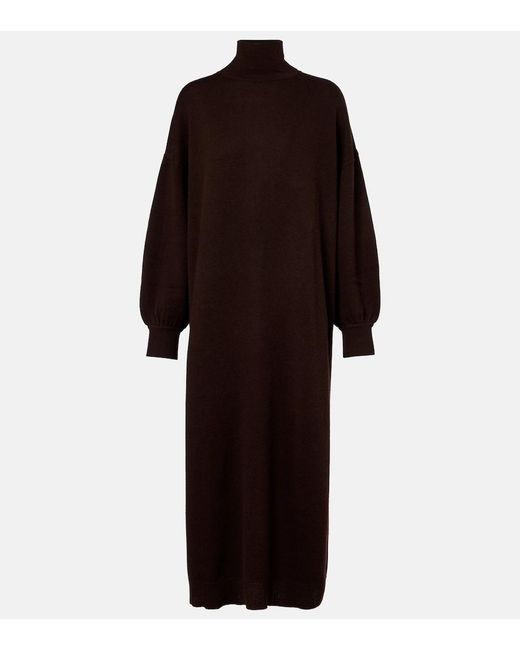 Jardin Des Orangers Brown Turtleneck Wool And Cashmere Sweater Dress