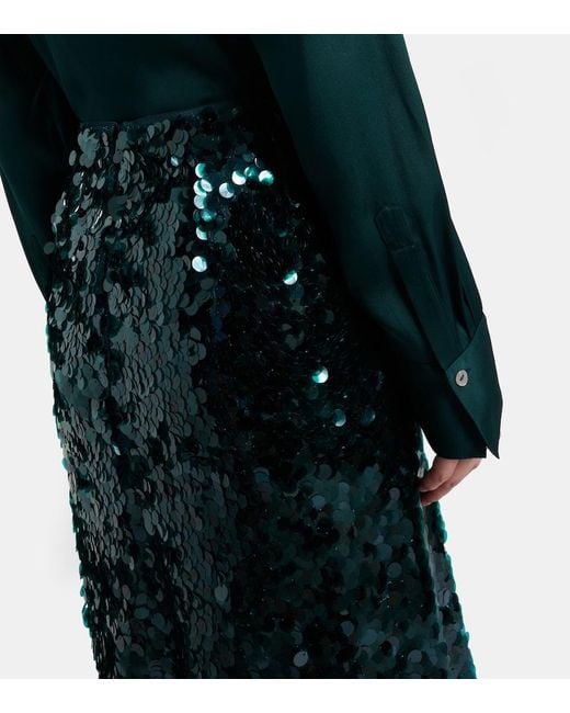 Vince Green Lucite Sequined Midi Skirt