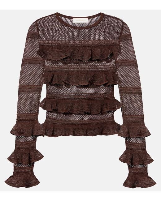 Zimmermann Brown Hypnotic Ruffled Top