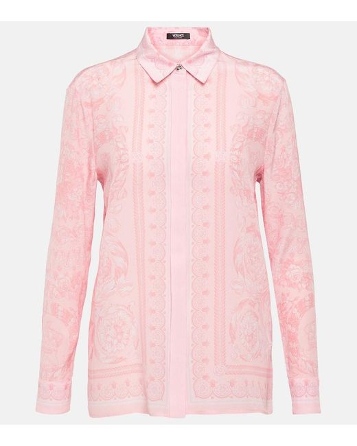 Versace Pink Bluse Barocco aus Seide