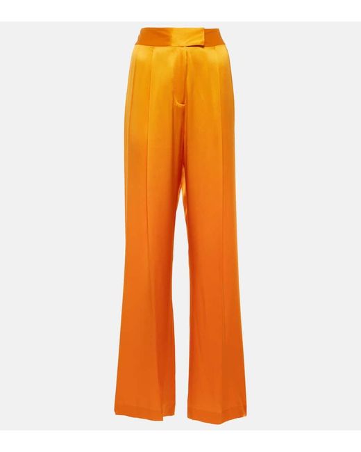 Pantalones anchos de seda de tiro alto The Sei de color Orange
