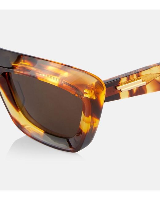 Bottega Veneta Brown Scoop Rectangular Sunglasses