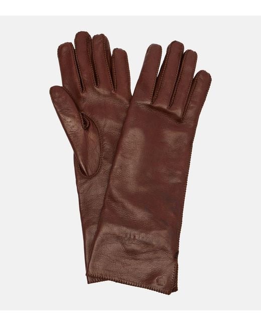 Loro Piana Brown Cashmere And Silk-Lined Leather Gloves