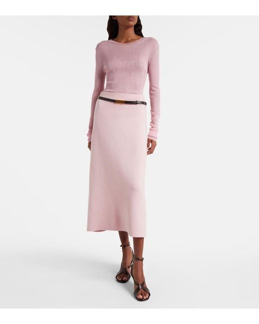 Khaite Pink Mosi Knitted Silk Top