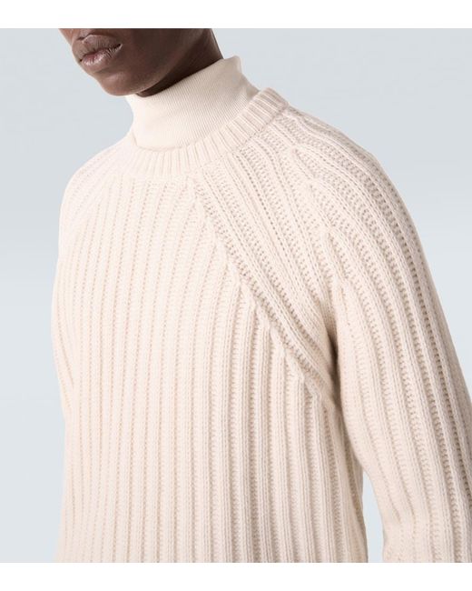Allude Natural Ribbed-Knit Wool And Cashmere Sweater for men