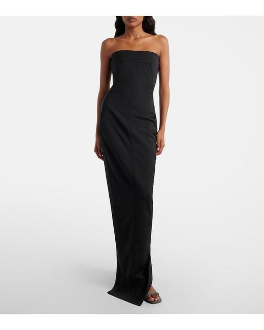 Rick Owens Black Wool-Blend Bustier Gown