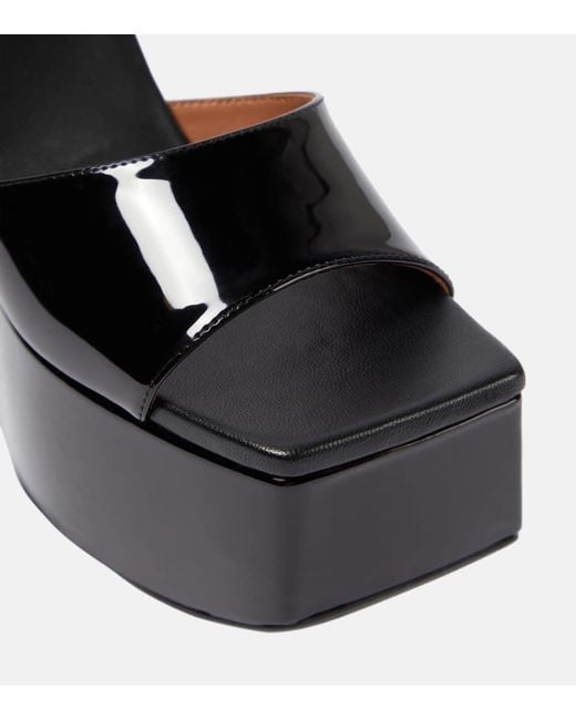 Alaïa Black Patent Leather Platform Wedge Mules