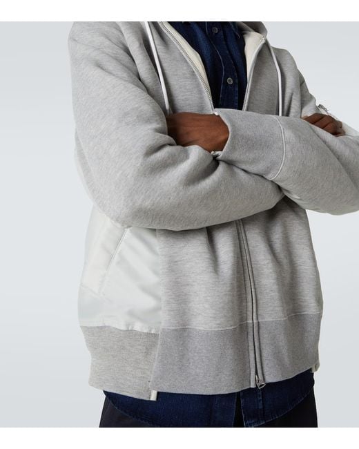 Sudadera Con Capucha De Jersey De Algodon Sacai de hombre de color Gray