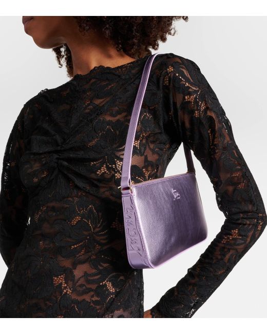 Christian Louboutin Purple Loubila Metallic Leather Shoulder Bag
