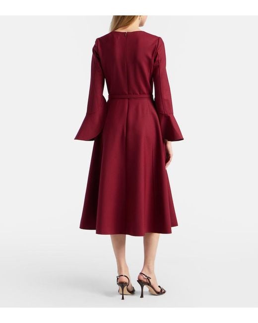 Oscar de la Renta Red Wool-Blend Midi Dress