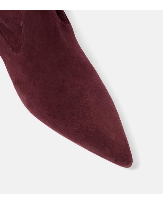 Manolo Blahnik Red Lupasca Suede Over-The-Knee Boots