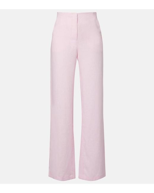 Faithfull The Brand Pink Lulea Linen Wide-Leg Pants