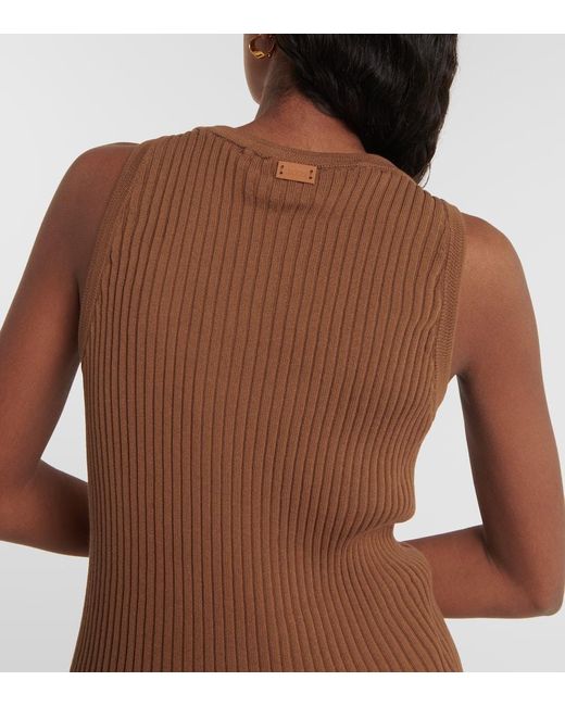 Tod's Brown Ribbed-knit Cotton Tank Top
