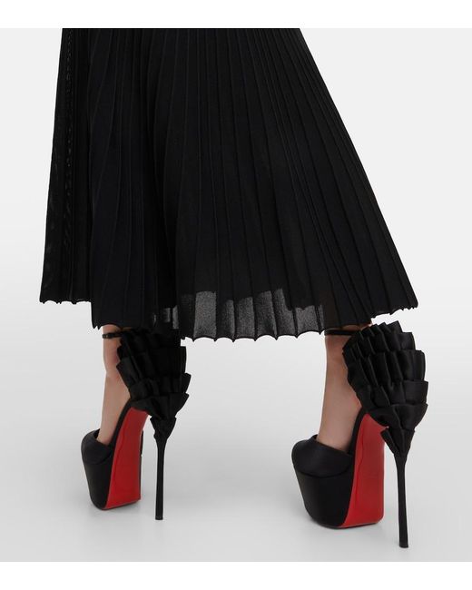 Christian Louboutin Black Maria Frou Alta Satin Platform Pumps