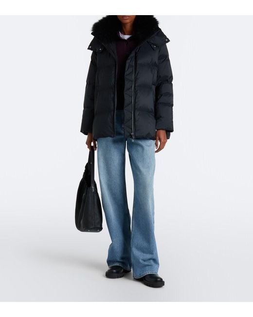 Yves Salomon Black Hooded Padded Down Jacket