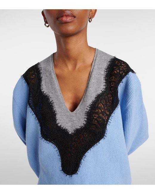 Stella McCartney Blue Miracle Lace Virgin Wool Sweater