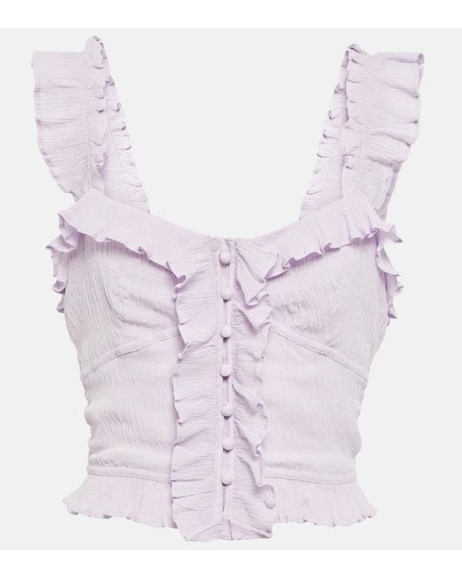 Isabel Marant Blue Gimsy Ruffle-trimmed Crepe Crop Top