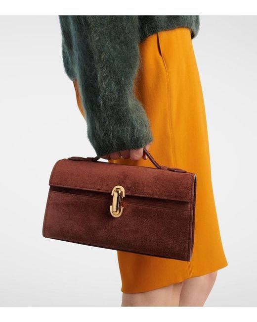 SAVETTE Red Tote Bag Symmetry Aus Veloursleder