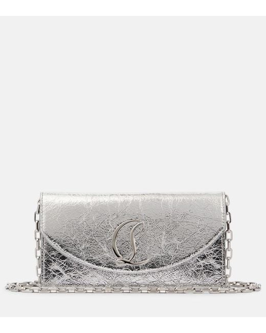 Christian Louboutin Gray Loubi54 Metallic Leather Clutch