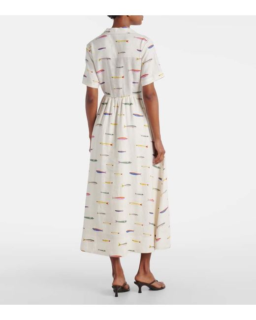 Staud White Hemdblusenkleid Meryl Aus Leinen
