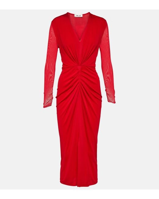 Diane von Furstenberg Red Hades Jersey Midi Dress