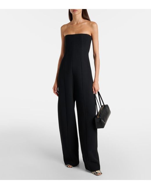 Khaite Black Lennex Corset Crepe Jumpsuit