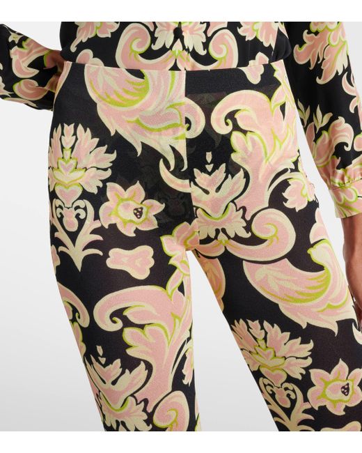 Pantalon evase imprime a taille haute Etro en coloris Metallic