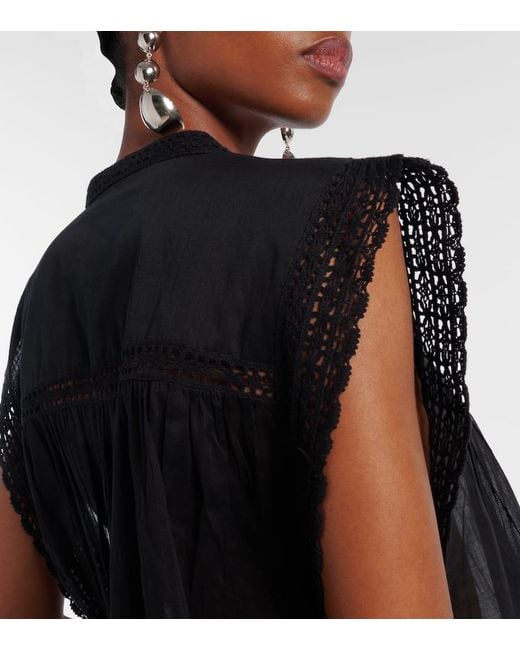 Isabel Marant Black Top Grecia Aus Baumwolle Mit Spitze