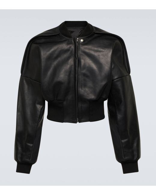 Rick Owens Black Flight Cropped Leather Jacket for men
