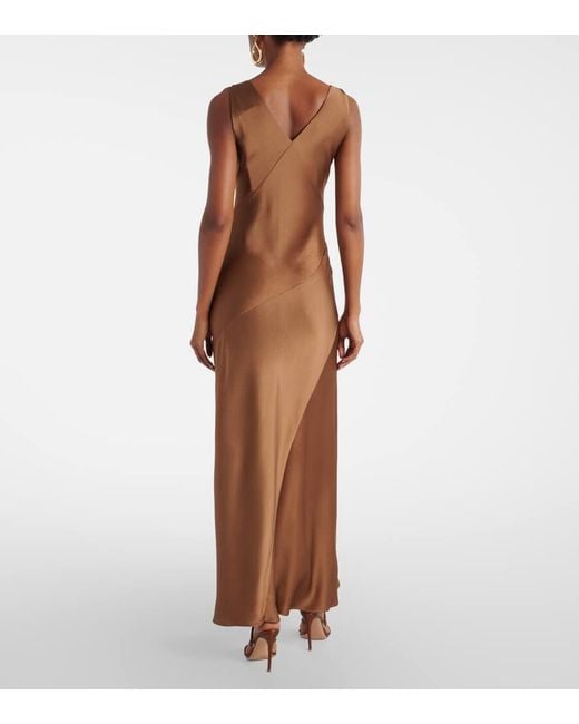 Max Mara Brown Pilly Satin Maxi Dress