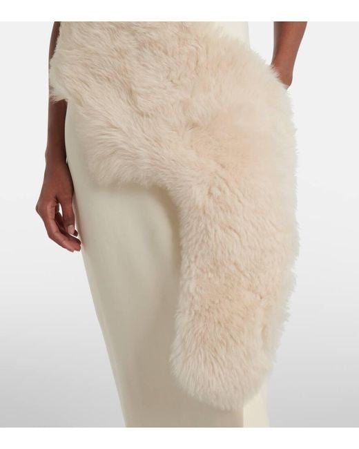Totême  White Midikleid Aus Cady Mit Shearling