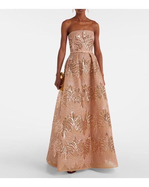 Elie Saab Brown Robe Mit Pailletten