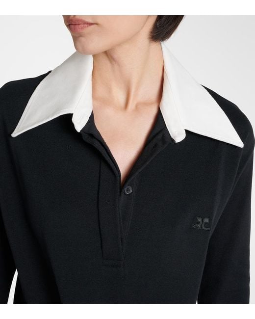 Courreges Black Twist Cotton-Blend Pique Polo Dress