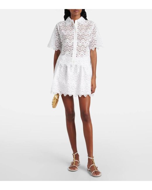 Falda Corta The Deco De Algodon Bordada FRAME de color White