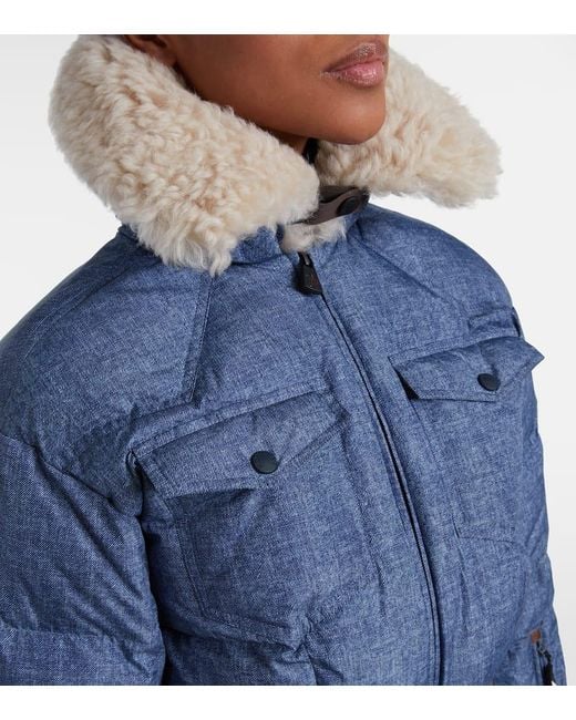 Moncler Blue Skianzug Mit Shearling