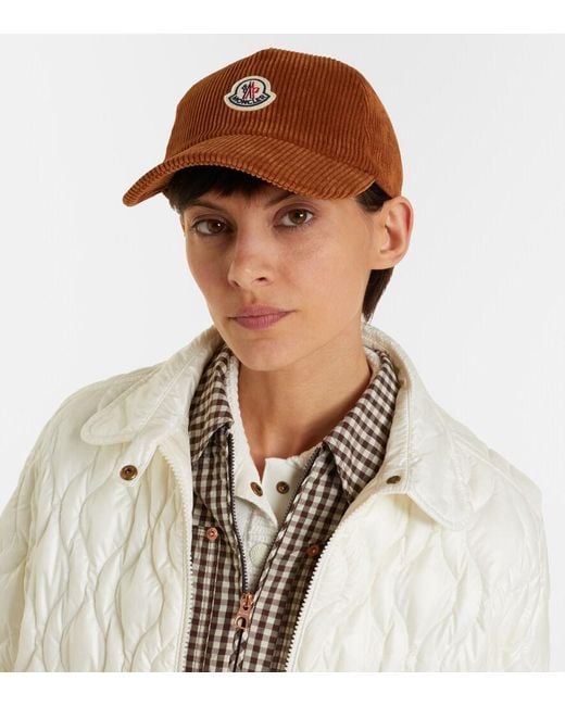 Moncler Brown Logo Corduroy Baseball Cap