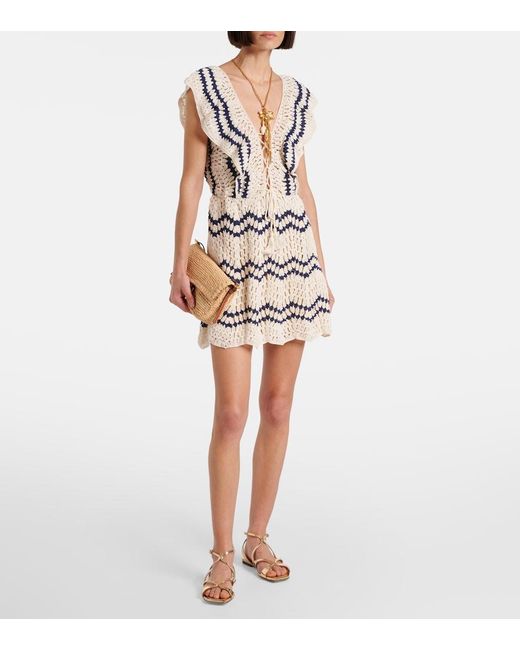 Anna Kosturova Red Seaside Crochet Cotton Polo Dress