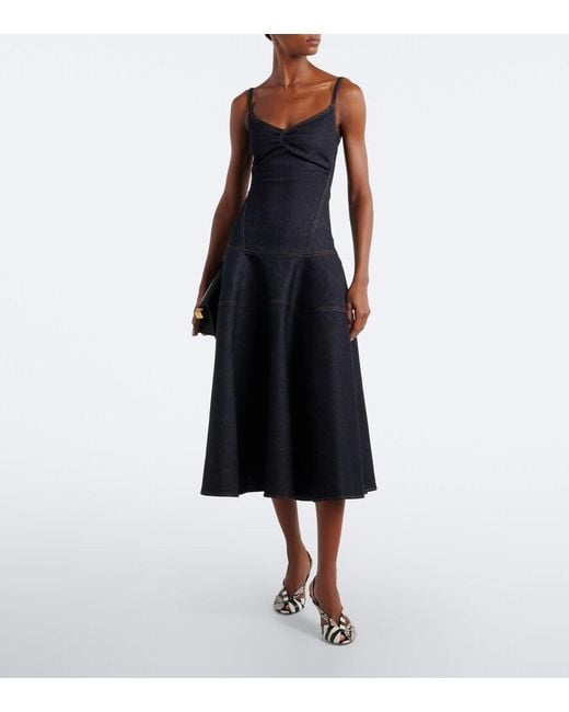 Jacquemus Blue Pina De-Nimes Gathered Denim Midi Dress