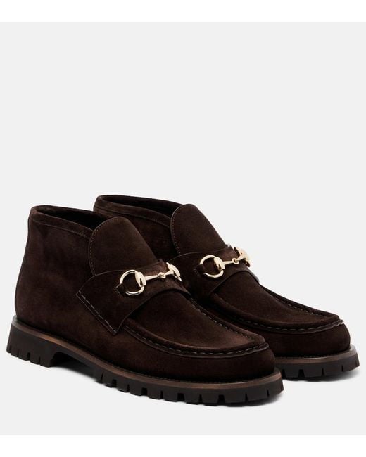 Botas Sylke De Ante Con Horsebit Gucci de color Black