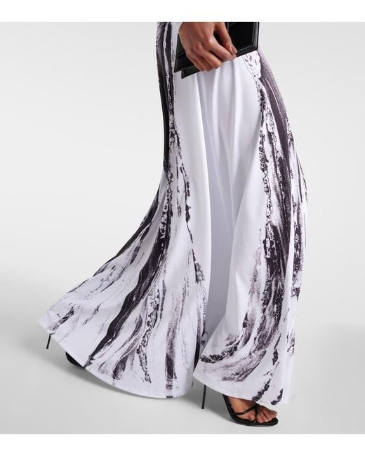 Jean Paul Gaultier White Paris Graphic-pattern Stretch-woven Maxi Dress