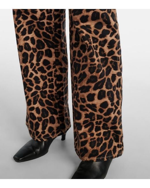 Veronica Beard Brown Leopard-Print High-Rise Wide-Leg Pants