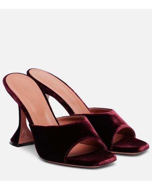 AMINA MUADDI Red Lupita 95 Velvet Mules