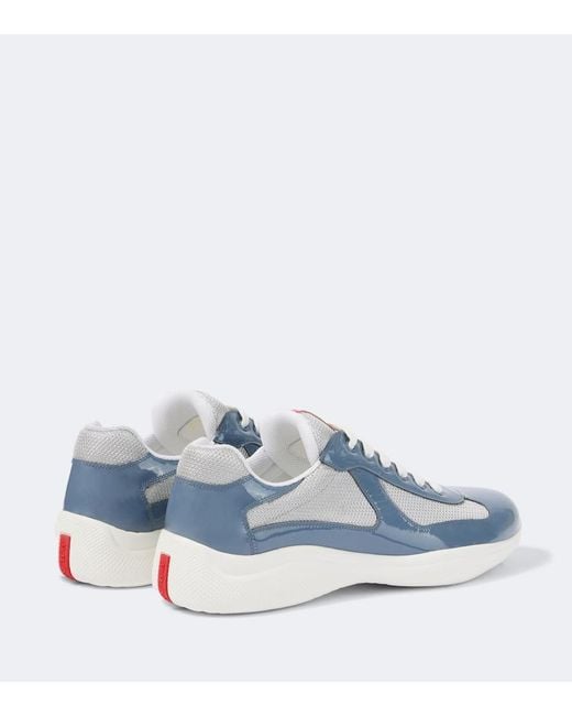 Prada Blue America's Cup Patent Leather Sneakers for men