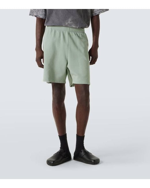 Balenciaga Green Logo Cotton Jersey Shorts for men