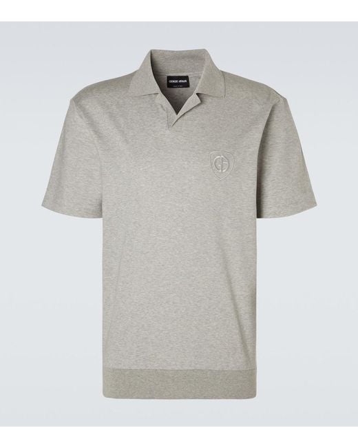 Giorgio Armani Gray Cotton Jersey Polo Shirt for men