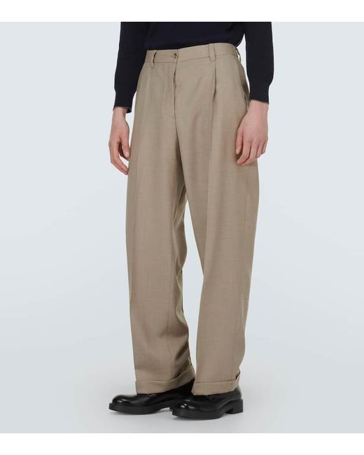 Pantaloni in lana vergine di Miu Miu in Natural da Uomo