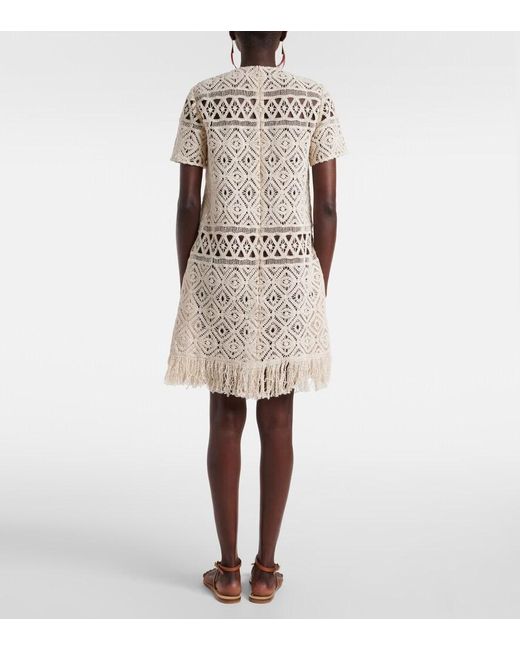 LaDoubleJ Natural Lacey Macrame Cotton Minidress