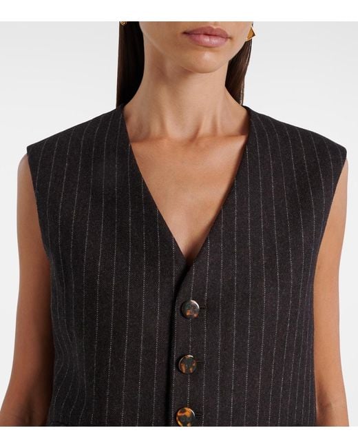 Blazé Milano Black Feral Pinstripe Wool And Cashmere Vest